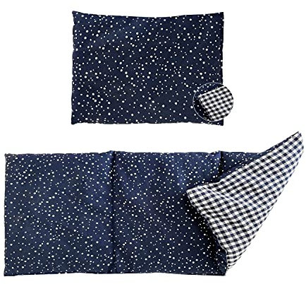 Dr. Berger – Kirschkernkissen Set für Verspannungen und Schmerzen in Schultern, Rücken und Nacken – 50x20 & 30x20 cm Wärmekissen zur Entspannung – geeignet für Mikrowelle und Backofen (Blau)