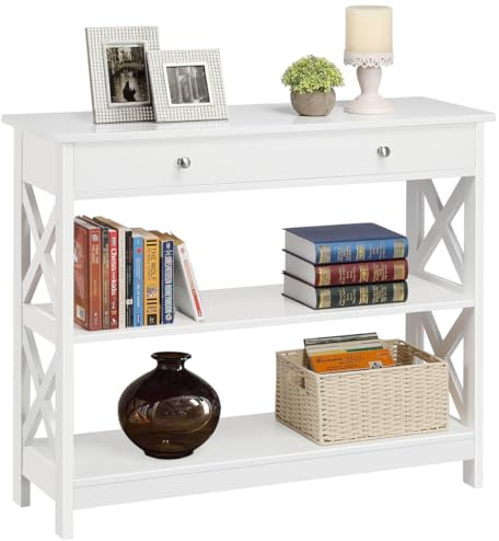 Yaheetech Tavolo Consolle Ingresso con Ripiani e Cassetti 100 x 30 x 80 cm