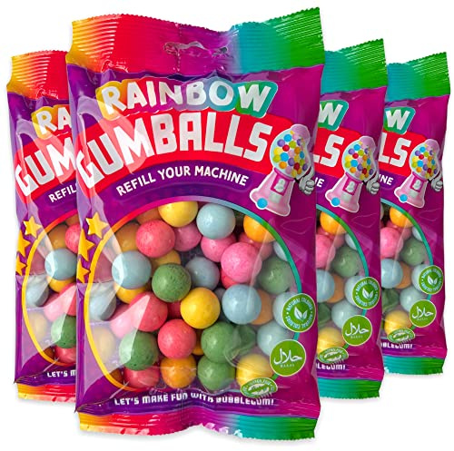 800g Nachfüllkaugummis für Kaugummispender Kaugummiautomat Kaugummimaschine Gumball Machine Chewing Gum, natürliche Farbstoffe, glutenfrei, halal (4x 200g Nachfüllkaugummis)