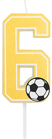 Horeca Collection - Vela Fútbol Número 6-7,5 Cm - Velas de Cumpleaños - Vela Numérica para Pastel - Decoración Aniversario - Balón - Birthday Candles