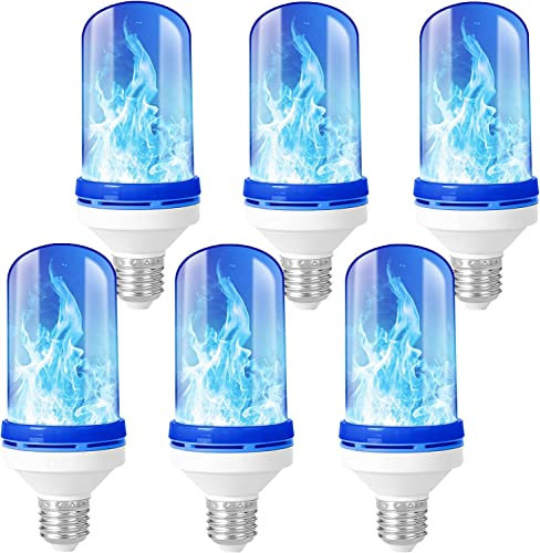 Ecoodisk Blue Flame Bulb, 5W LED Effect Flame Light, 4 modalità Frompiono Flamma Simulazione di Lampadina per Giardino per Feste Interni per Esterni [Classe di energia A],6pcs,E26
