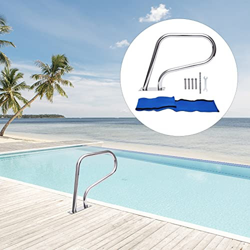 Schwimmbad Geländer mit Basis Pool Handlauf Edelstahl Handrail Schwimmbecken Poolleiter Bügel Handlauf, Griffbogen Treppengeländer Einstiegshilfe für Schwimmbäder Schräglage Spa Wasserpark