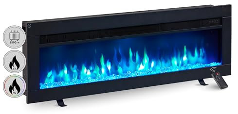 BALDERIA Camino Elettrico Agnes 40 | Caminetto a Incasso Con Riscaldamento 2000 W | Effetto Fiamma 3D | Inserto Con Telecomando, Timer, Termostato | Nero