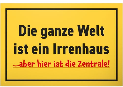 DankeDir! Irrenhaus Zentrale - 30 x 20 cm Schild - Party Geschenk Deko Partydeko Geschenkidee Kollegen Freunde - Spruchschild lustiger Spruch Türschild Wanddeko Geburtstagsgeschenk Karte