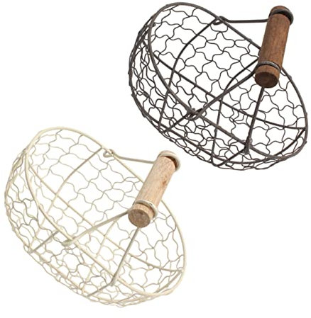 Anneome 2Stücke Set Retro Aufbewahrungskörbe mit Holzgriffen Dekorative Obst und Gemüsebehälter für Küche für Aufbewahrung und Dekoration von Früchten und Snacks