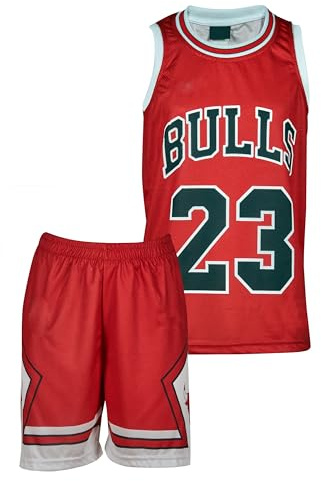 Amdrabola basketboll barn tröja byggsats, röd, kommer med shorts basketfans (140, röd)