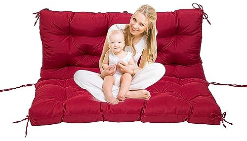 HUHJYUGE Sitzkissen Bankkissen Bankauflage 100x100x10cm, Schaukelstuhl Kissen mit Rückenteil rutschfeste, Polsterauflage für Gartenbank Wasserdicht Sonnenbeständig, für Hollywoodschaukel
