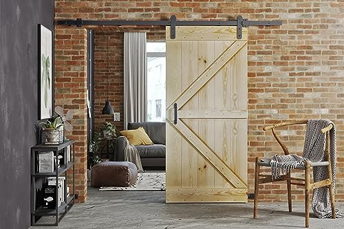KIER FURNITURE GREEN Schiebetür zur Wandmontage – Schiebetür Komplettset Schiene Komplettset Mit Tür – Zimmertüren Mit Zarge Komplett - B106xH205xT3,6 cm - Kiefer