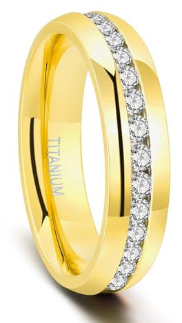 Zakk Damen Eternity Ring Titan Ewigkeitsring Eheringe 4mm 6mm Silber Memoire Ringe Hochzeitsring (Gold 6mm,66 (21.0))