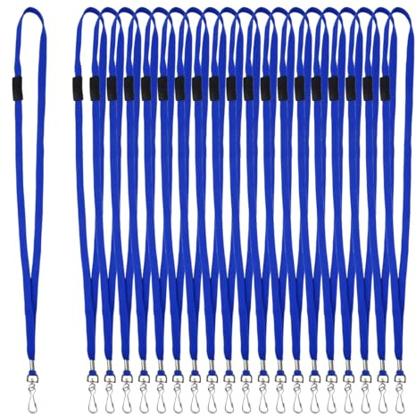 BATINO 50Pcs Breakaway Lanyard with J-Hook Bulk Flat Lanyards for Name tag ID Badges Lanyards Safety Blue Personalised Lanyardss Neck Flat Premium Breakaway Badge Lanyard (Blue)