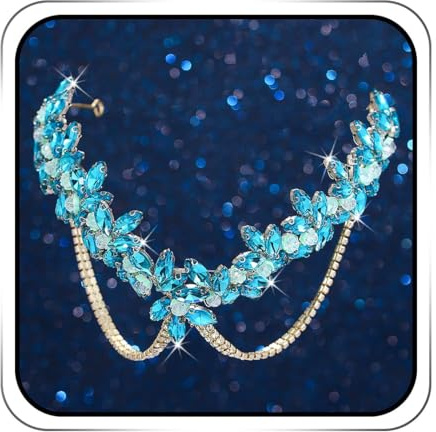 IYOU Schneeflocken Fee Stirnband Blau Strass Prinzessin Krone Kopfschmuck Kristall Cosplay Weihnachten Haarschmuck für Damen
