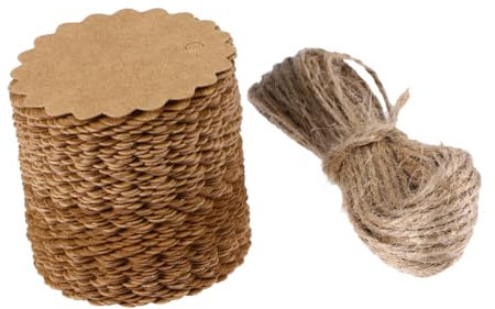 CIMAXIC 100stücke Runde Wellen Bastelpapierkarte Gepäckanhänger Mit Juteschnur Geschenkanhänger Diy Preisanhänger Aus Kraftpapier