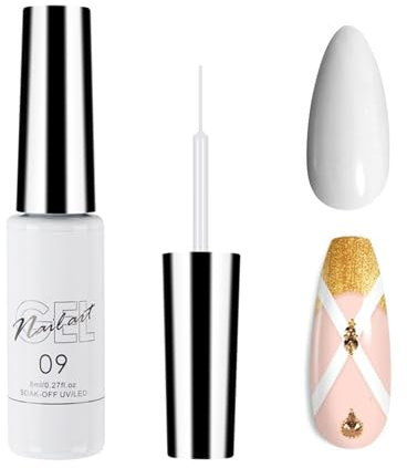 Weiß Gel Nagellack Liner, FarbeGel für Nägel für French Nail Art Nageldesign, UV Fineliner Polish für Nagel Design, Gel Farben für Fineliner, Ungiftig Nagelack für Frauen Home DIY Salon