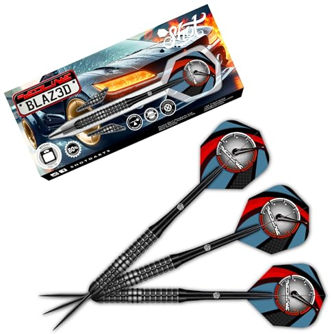 Shot! Redline Blazed Steeldarts 24g – 80% Tungsten Präzisionsdarts mit Schwarzer Titanbeschichtung