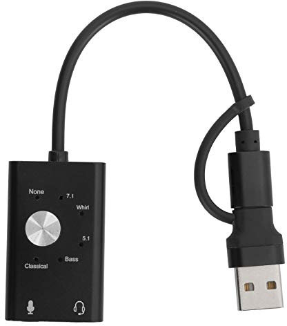 Beufee Carte Son USB, Adaptateur USB vers Prise Audio Adaptateur Audio USB Carte Son Externe 7.1 Canaux pour Ordinateur Portable Carte Son Externe 2 en 1 pour PC
