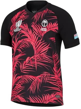 HCOISINI Copa del Mundo RWC Fiji 2023, Camiseta de Rugby, Camiseta de fútbol de Entrenamiento for Hombre(Negro,3XL)