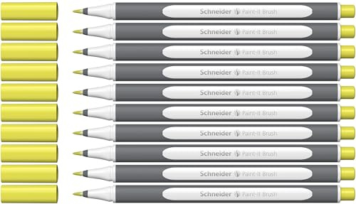 Schneider Brushpen Paint-It 070 (Premium-Pinselstifte mit flexibler Spitze und leuchtenden Farben für Kalligraphie, Hand-Lettering und mehr) 10 Stück pastell limone