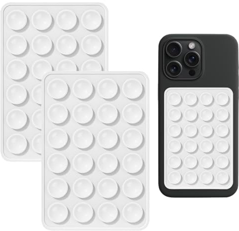 iLamvie 2er Pack Silikon-Saugnäpfe für Alle Handy-Modelle, Anti-Rutsch-Handyhalter für Selfies und Videos,Freihändig,Langlebig & Leicht Bedienbar(2 weiß)