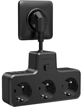 Mehrfachsteckdose, massway USB Steckdose Erweiterungen 3 Fach Steckdosen mit 3 USB Anschluss, 6-in-1 Steckdosenadapter mit Kable USB Mehrfachstecker für Zuhause Büro