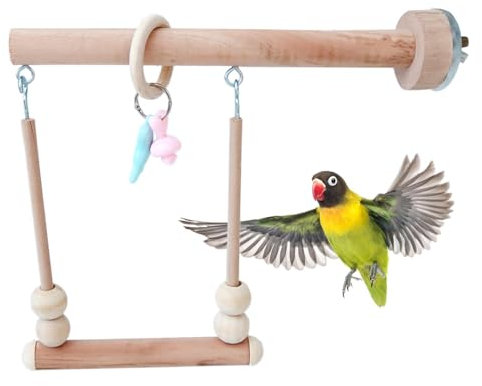 Ruwshuuk Vogelschaukelbarsch | Natürliche Vogelschaukel zum Aufhängen, Kauspielzeug | Holzplattform-Spielzeug-Spielhallen für Papageien, Sittiche, Sittiche, Nymphensittiche, Wellensittiche
