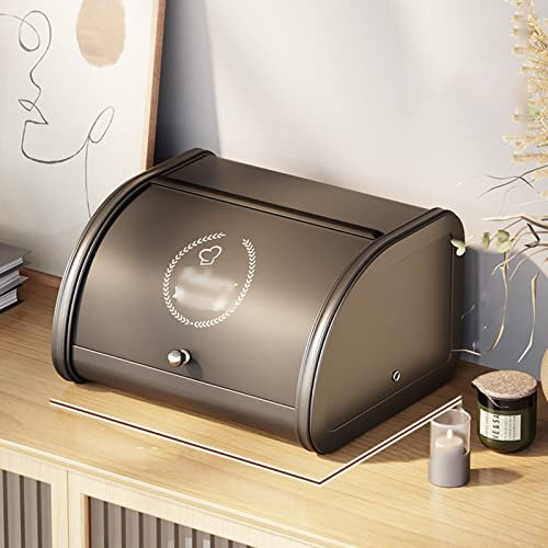 SDFGBNJK Brotkasten,Brotkasten aus lebensmittelgeprüftem Edelstahl Brotbox mit Rolldeckel Aufbewahrungsbox für Brot Brötchen Kekse,1