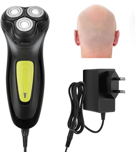 Glatzen Rasierer Herren, 2026 Verbessert Kabel Rasierer Herren mit 3D-Drehköpfen & Leistungsstarker 12V 10000 U/min, ausklappbarem Bartschneider, Trockenrasierer für Kopf und Gesicht