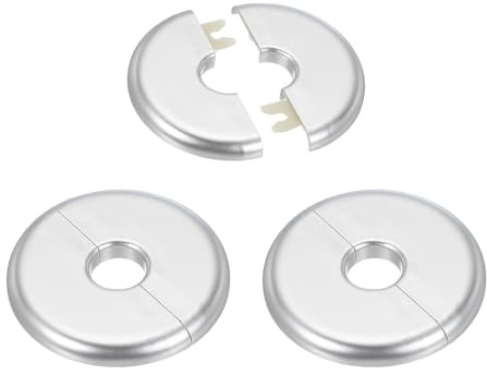 PATIKIL Cache Mitigeur Douche, 3pcs Écussons en ABS Garniture Robinet Douche Muraux pour 16.5mm, Décoration Rosace Robinet Coffrage Caches Tuyaux d'Eau Chauffage Plomberie Mural, Argenté