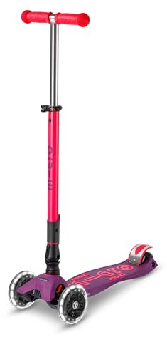 Micro ® | Neon LED vikbar maxi Deluxe | Premium 3-hjulsskoter med neonstyre | LED-hjul | Halkfri plattform | Höjdjusterbar | Pojkar och flickor 5–12 år