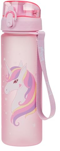 Baagl Children's Drinking Bottle, Leak-Proof Water Bottle, 500 ml, School and Sports Football Bottle for Boys and Girls, Tritan, Casual Drinks Bottle, School Drinking Bottle (Unicorn)