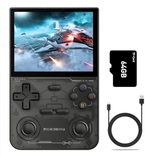 JOYARCH K36 Retro Console per videogiochi portatile con schermo IPS da 3,5 pollici, 640 x 480, doppio joystick da 64 GB, mini lettore video retrò portatile integrato, oltre 16000 giochi