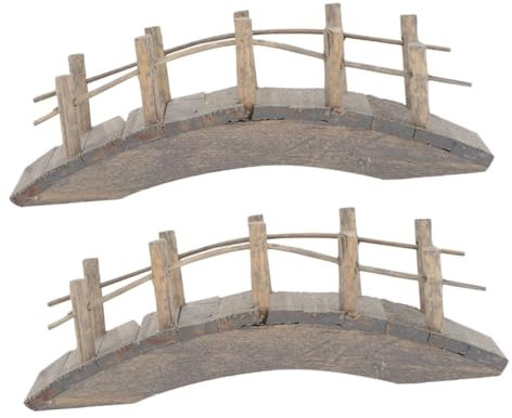 MOBUTOFU 2stücke Miniatur Holzbogenbrücke Mit Geländer Für Puppenhaus Und Feengarten Lange Gartenbrücke Für Kreative Landschaftsgestaltung Und Dekoration