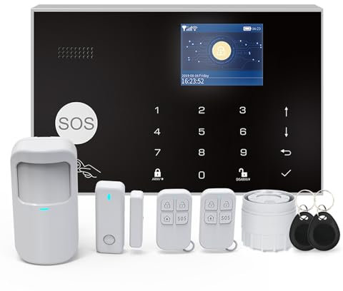 Sistema di Allarme per la Sicurezza Domestica, WiFi+GSM Sistema di Sicurezza Intelligente per la Casa Tuya, Sistema di Allarme per la Casa Senza Canone Mensile(8 Pezzi)