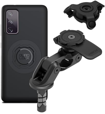 QUAD LOCK Gabelschaft-Handyhalterung für Motorrad PRO mit Vibrationsdämpfer und MAG-Hülle für Galaxy S20 FE
