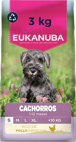 EUKANUBA Cibo secco per Cuccioli con pollo fresco per razze di taglia piccola - Alimento secco premium per Cani giovani, 3 kg