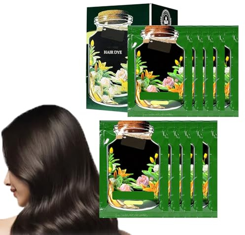 3-in-1 Botanical Hair Coloring Cream -Natural Plant Hair Dye Nourishing Plant-Based Hair Color, Bubble Hair Dye Shampoo for Women Men, Pure Plant Extract (Black Tea)