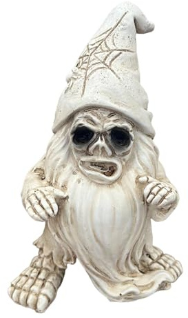 Fenteer Nain de Jardin d'halloween à Collectionner, Mini Statue Naine pour Bibliothèque et Cheminée de Jardin