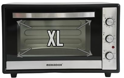 Merkador XL Four Pose Libre - 60 Litres - 2000 Watts - Finition Inox - Air Chaud - Intérieur Émaillé Facile À Nettoyer