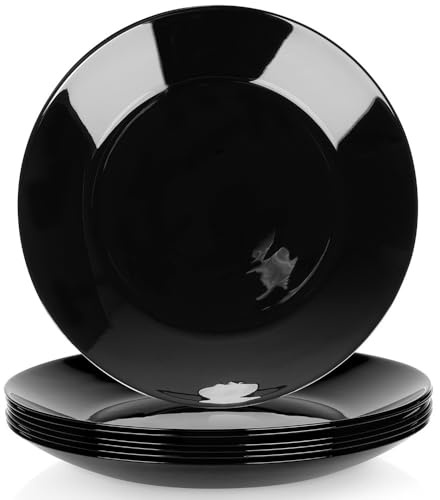 Vilde Speiseteller aus Glas Schwarz 25.5 cm 6 Stk. | Essteller, Teller, Geschirr, Set