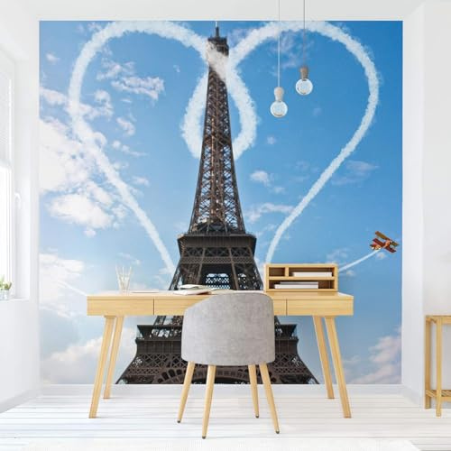 Papier Peint Panoramique Paris 350x256 cm Papier Peint Intissé 3D Amour Muraux Tapisserie Photo Décoration Murale Poster Mural XXL pour Chambre Salon 1438-ABC