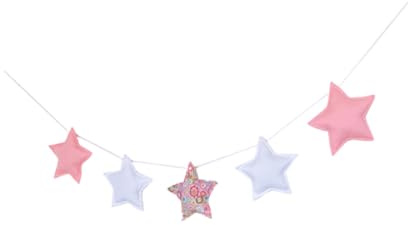 TOYANDONA Guirnalda De Estrellas Colgante 5 Piezas Rosa y Blanco Tela, Decoración Habitación Ñiño, Accesorio Para Cuna y Pared, Adecuado Para Fiestas Infantiles