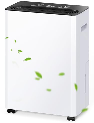 Deshumidificador Eléctrico Silencioso 16L/día, Deshumificadores de Humedad, Panel de Control Inteligente Temporizador 24H Auto Apagado Depósito 3L Drenaje Continuo, Ideal en Habitaciones Hasta 50m²