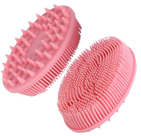 NOLITOY 2pièces Brosse de Bain Silicone pour Brosse de Massage Manuelle Éponge de Bain de Nettoyage