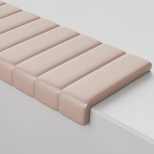 Aeovot Treppen-Sitzkissen Indoor/Outdoor aus Kunstleder - Wasserfest/rutschfest Klemmkissen Sitzauflagen für Stadiontribünen Gartenmöbel Bank Erkerfenster Restaurant Café(Cream,40x30 cm/15.7x11.8 in)
