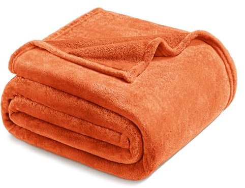 Exclusivo Mezcla Kuscheldecke Fleecedecke 150 x 200 cm Decke Sofadecke | für Bett und Couch, Superweich, Warm, Wohndecke, Bettüberwurf, Ganzjahreszeit, Plüsch, Leicht, Orange