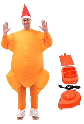 Yulokdwi Disfraz Inflable De Adulto,Traje Inflable de Pollo de Navidad de Cuerpo Completo | Disfraces de Acción de Gracias para Hombres y Mujeres | para Adultos Amantes Familia Amigos Esposa y Esposo