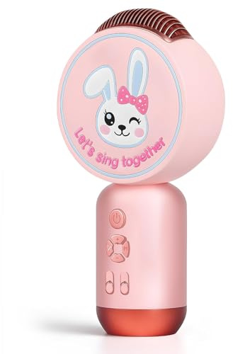 Micrófono Karaoke Bluetooth con Luces LED – Inalámbrico, Portátil, Modificador de Voz, para Niños, Cumpleaños, Fiestas y Regalos (Rosa)