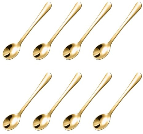 Homeponnew 8 mini cucchiai in acciaio inox per spezie, sale, zucchero, pepe e miele, 7 cm, piccoli cucchiai per barattoli e contenitori