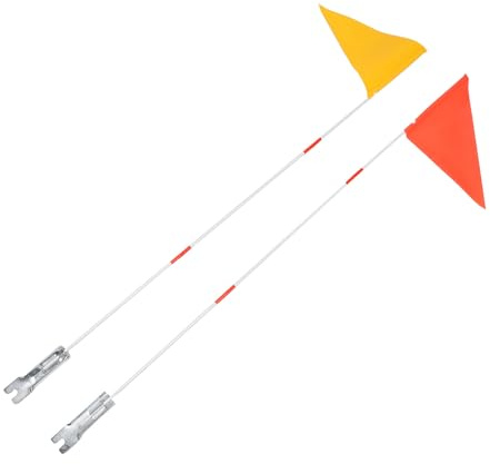Veemoon Set 2 Bandiere per Bicicletta con Asta in Fibra di Vetro Resistente, Bandiere di Sicurezza Giallo-Rosso per Triciclo e Veicoli, Facili da Montare per attività Outdoor