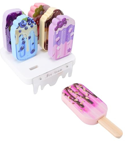 Ycauty Juego de Heladería de Madera, Juguete Educativo de Simulación de Helado para Diversión y Compromiso para Niños y Niñas, Juego en Interiores, Escuela, Trabajo en Equipo, Madera + ABS para Niños