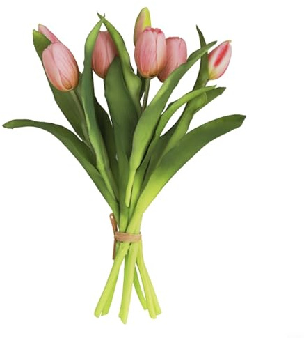 Tulipani artificiali realistici al tatto, bouquet finto con sette steli, fiori in seta PU, decorazione per la casa, centrotavola per matrimoni, decorazione da tavolo, soggiorno, ufficio, scrivania